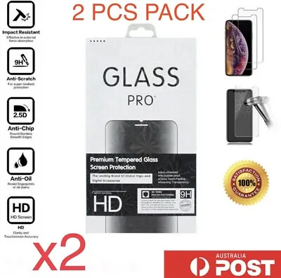 $1.89 • Buy 2x Tempered Glass Screen Protector IPhone 14 13 12 11 Pro Max X XR SE 8 7 6 Plus