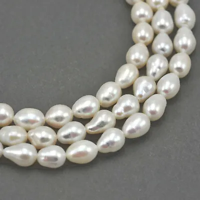 7-8 Mm WhiteTeardrop Freshwater Loose Pearls For Earrings Jewellery Making • £7.86