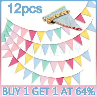 4M × 12 Triangle Flags Bunting Banner Outdoor Bunting For Garden Waterproof • £2.98