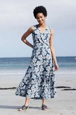 Seasalt Women's Dress - Blue Beach Glass Maxi Dress - Regular - Artist's Anemone • £13