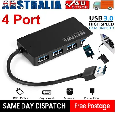 Multi USB 3.0 Hub 4-Port High Speed Data Transfer Slim Expansion Smart Splitter • $7.69