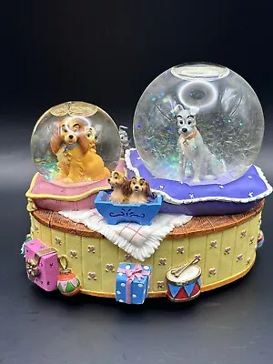 Disney Vintage Lady And The Tramp Music Box Double Snow Globe Fur Elise Enesco • $40.64