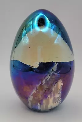 Art Glass Egg Paperweight Vtg Signed St Helens 85 MSH Ash Rainbow Iridescent • $26.85