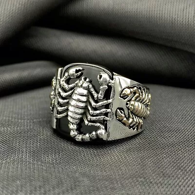 925 Sterling Silver Black Onyx Stone Scorpion Men’s Ring. Solid Silver Ring • $50