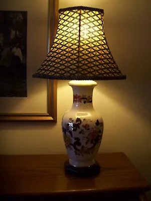 Superb Masons Brown Velvet Table Lamp-working-vgc. • £24.99