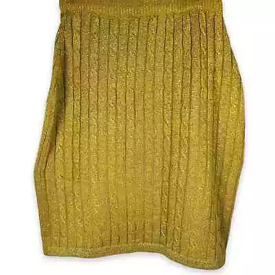 Gantos Cable Knit Womens Skirt Vintage Metallic Lurex Sparkle Gold Stretch L • $29.99