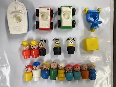 Vintage Fisher Price Little People Lot Boat Car Block 19 Pcs As Is Toys Rare • $26