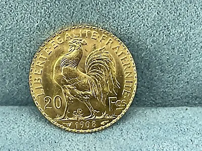 1908 Republic Of France Gold Coin 20 Francs Proud Rooster-AU • $878.88