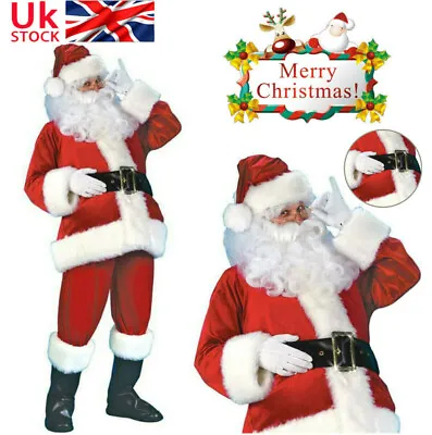 £16.49 • Buy 7PCS SANTA CLAUS COSTUME Father Christmas Suit Complete Fancy Dress Adult Outfit