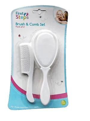 0+ Months Baby Boy Girl Brush & Comb Set White Colour Babies Toddlers • £3.50