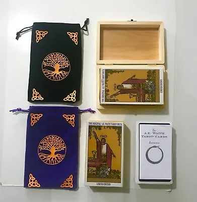 Rider Waite Tarot Cards/Velvet  Pouch/Hand-Carved Wood Box++INDIVIDUAL OPTIONS++ • £17.97