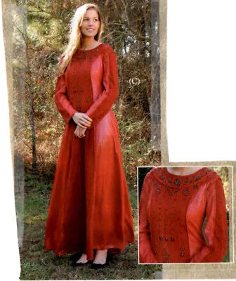 Isolde Red Viking Medieval Wedding Dress Museum Replicas Ladies Gown Sz M New! • $105