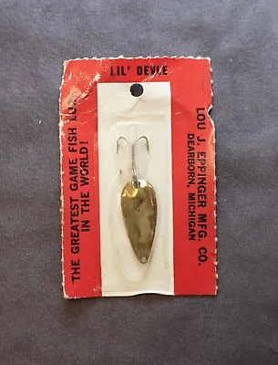 Vintage Metal Eppinger's Dardevle Gold Lil' Devle Fishing Lure Spoon • $7.50