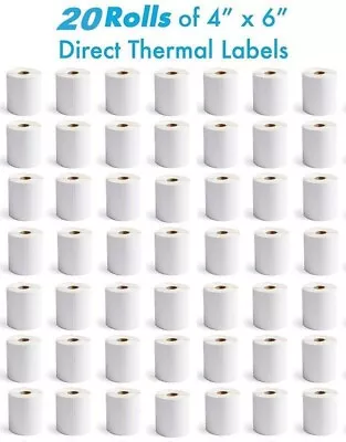 20 Roll 4 X 6 Zebra Direct Thermal Labels 250/Roll For Zebra GK420d ZP450 GX420d • $63.95