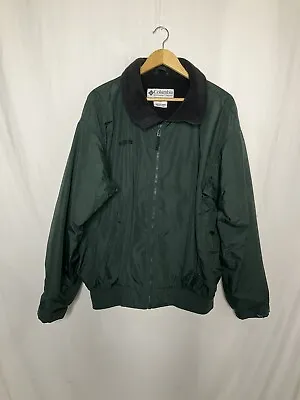 Vintage Columbia Jacket Mens Size Large Green Fleece Lined Soft Shell Coat Ski • $21