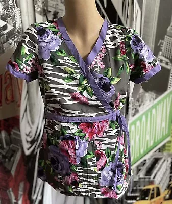 Koi Scrub Top XS Kathryn Mock Wrap Animal Floral Unique Nursing Ships Free Zebra • $19.99