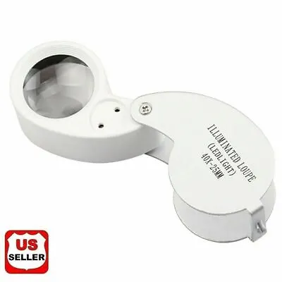 40X Magnifying Loupe Jewelry Eye Glass Magnifier LED Light Jewelers Loop Pocket • $5.98