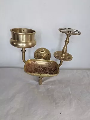 Antique Brass Toothbrush Cup And Soap Dish Bathroom Fixture Wall Mounted • $99