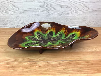 Vintage Vallauris Pottery French Footed Dish With Handles Brown & Green  • £75.99