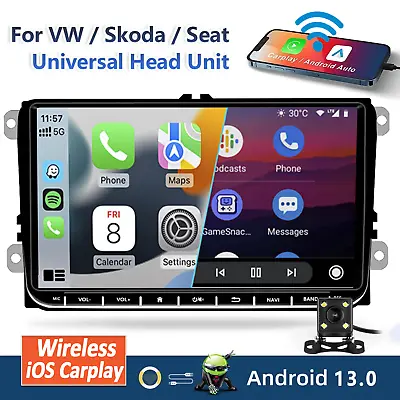 For VW Volkswagen CC Passat 9  Carplay Android 13 Car Stereo GPS Wifi Radio +CAM • $96.98