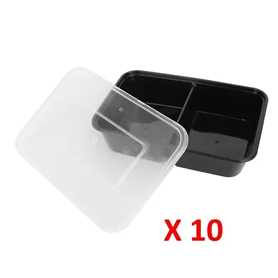 10 Pc Food Prep Container 2 Compartment Plastic Microwave Lunch Box Storage Meal • £5.25