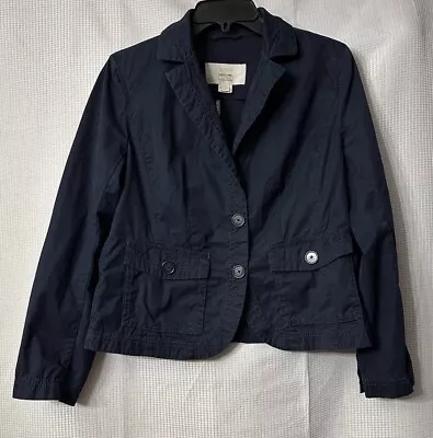 J. Crew Womens Navy Blue Classic Twill Chino Basic Jacket Coat Size Medium • $19.99