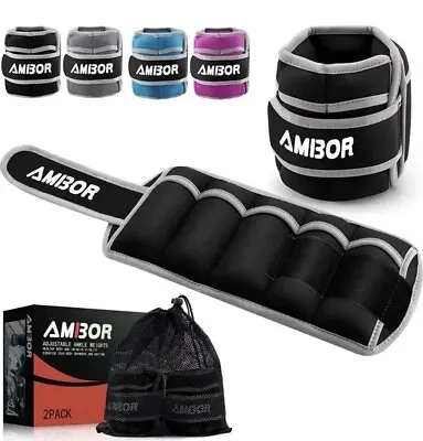 AMBOR Ankle Weights 1 Pair 4 Lbs Each Adjustable Leg Weights Strength Training • $24.65