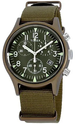 Timex TW2R67800 MK1 Men's Analog Chronograph Round Watch Green Nylon Strap • $84.95