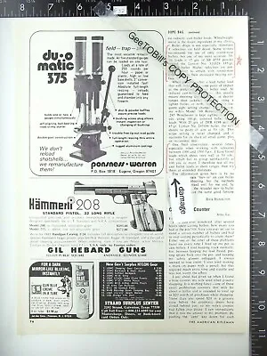 $9.99 • Buy 1976 Hammerli 208 211 Target Pistol Gun Duo Matic 375 Ponsness Warren Re-loader 