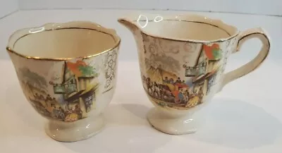 Vintage H & K TUNSTALL Porcelain Creamer And Sugar MADE IN ENGLAND 2.75  • $12