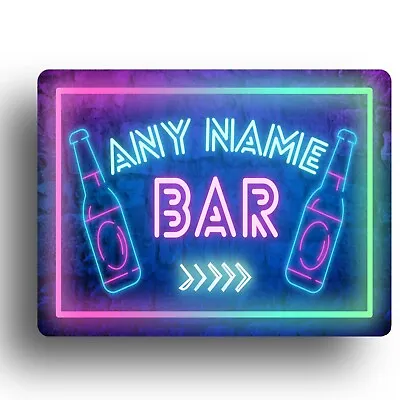 £5.99 • Buy Man Cave Sign Neon Style Metal Personalised Retro Pub Wall Beer Club Bar Decor