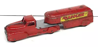 1940s MARX PRESSED STEEL JOY GASOLINE SEMI TRACTOR TRAILER TANKER DELIVERY TRUCK • $129