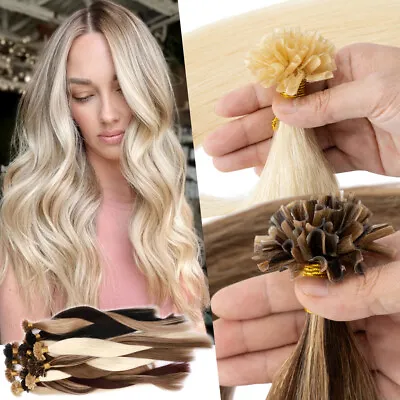 Thick 1g Fusion Keratin 100% Real Human Hair Extensions U Tip Nail Tips 300s 24  • $48.47