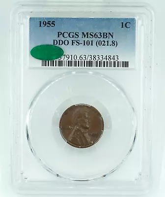 1955 PCGS & CAC MS63BN Lincoln Wheat Cent Penny Doubled Die Obverse • $4400