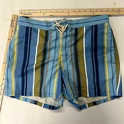 J Crew Swim Shorts Colorful Stripes 6 Inch Inseam Beach Drawstring Mens Size 32 • $19.99