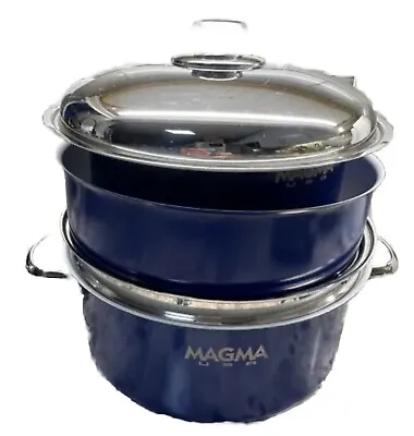 Boat Magma Nesting Cookware Set 10 Pieces COBALT Blue 2 Handles& Lids Strainer • $206.99