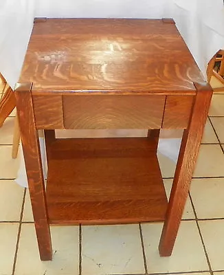 Solid Quartersawn Oak Mission Work Table / Side Table  (T494) • $699