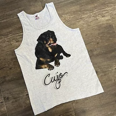 Vintage 90s Tank Top Dog Cujo Airbrush Adult Size Small Fruit Of Loom USA Made • $19.99