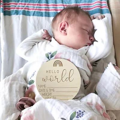 Practical Home Hello World Baby Announcement Sign Photo Prop Meaningful Boy Girl • $8.12