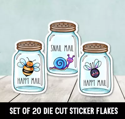 Bugs In A Jar Mason Jar Die Cut Stickers - Set Of 20 • $5