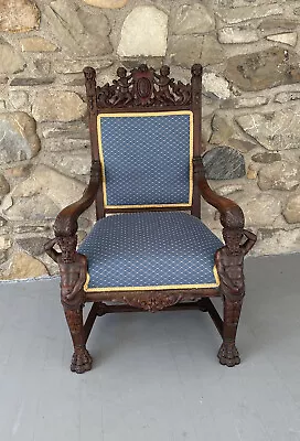 R. J. Horner Carved Oak Man Of The Mountain Arm Chair • $2850
