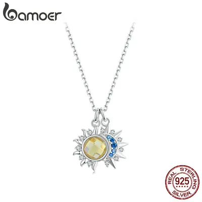 Bamoer Fashion 925 Sterling Silver The Sun And Moon Necklace Women Gift Jewelry  • $9.91