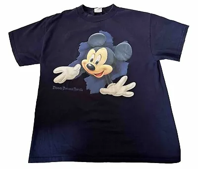 Vintage Disney T-Shirt Mens M Blue Mickey Mouse Double Sided Dreams Florida • $18.99