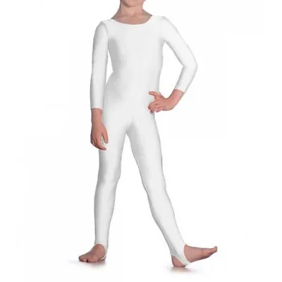 £7.99 • Buy Roch Valley WHITE Scoop Neck Long Sleeved Nylon, Lycra Catsuit, L109W For Dance,