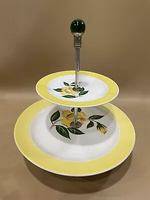 Vintage 2 Tier Floral Pattern Yellow Rose Serving Dish  • $29.99