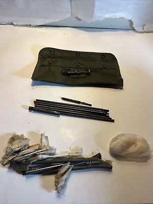 Vintage Military Rifle / Gun Clean Kit Various Tools Brushes OD Green Case • $15