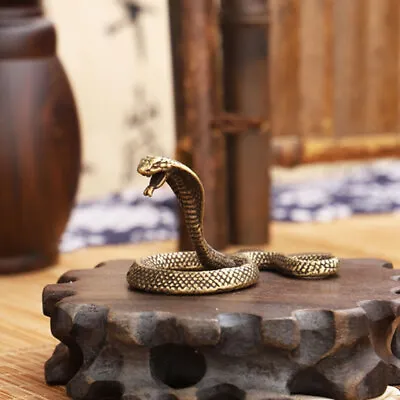 35*70mm Antique Bronze Cobra Boa Snake Statue Miniature Figurines Copper Zodiac • $10.89