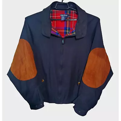 Vintage Nautica Jacket XL Black Elbow Patches Jacket With Hood  • $39.99