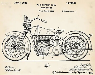 1928 Harley Davidson Patent Art Print Vintage Motorcycle Drawing Blueprint 12x16 • $11.95