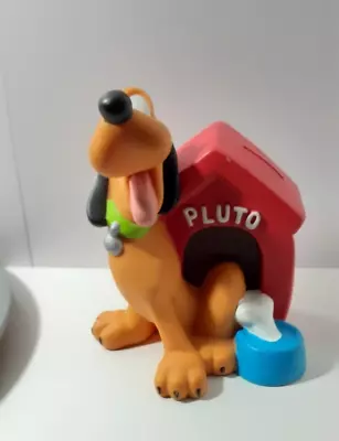 Vintage Disney Pluto & Doghouse PVC Coin Piggy Bank With Original Stopper • $35